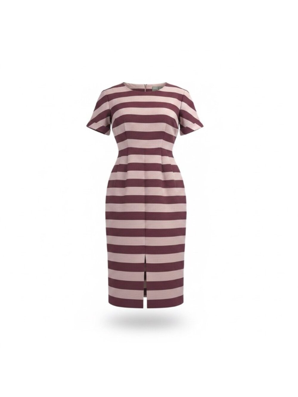 Asos Womens Burgundy & Pink Striped Cotton Blend Short Sleeve Midi Dress Size 4